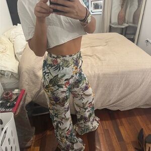 Carmen Marc Valvo Floral Boot Cut Beach Pants